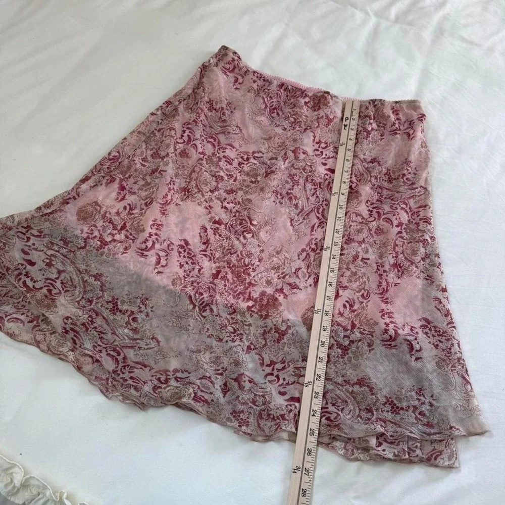 Pink floral midi skirt  Y2K floral midi‎ skirt Notations size xl